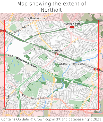 Map showing extent of Northolt as bounding box