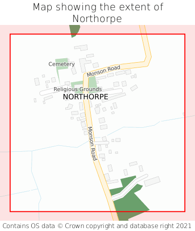 Map showing extent of Northorpe as bounding box