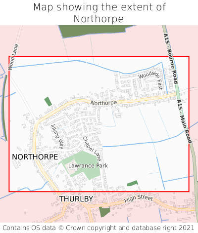Map showing extent of Northorpe as bounding box