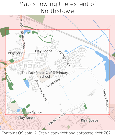 Map showing extent of Northstowe as bounding box