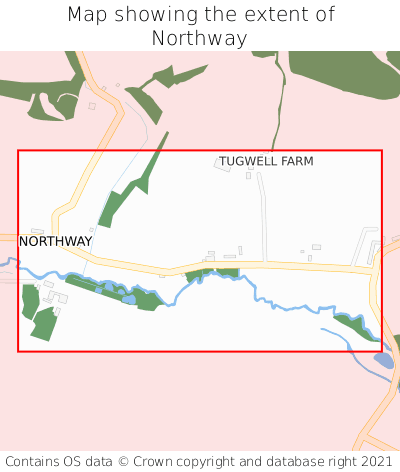 Map showing extent of Northway as bounding box