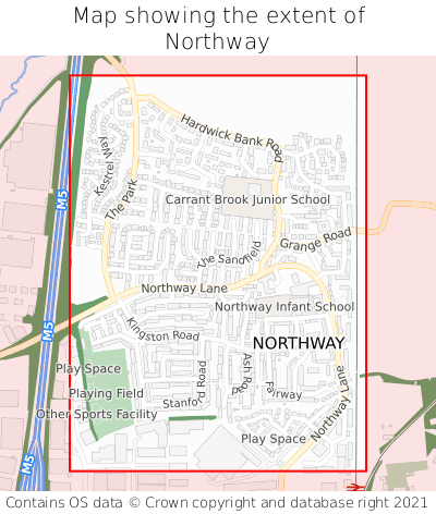 Map showing extent of Northway as bounding box