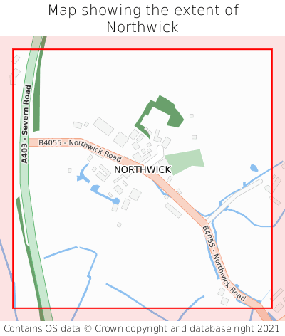 Map showing extent of Northwick as bounding box