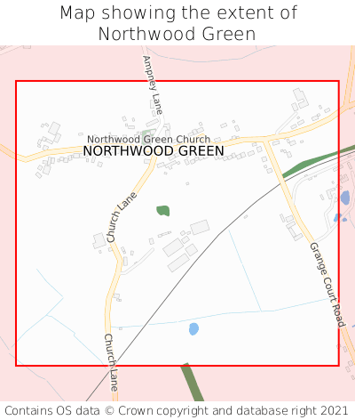 Map showing extent of Northwood Green as bounding box