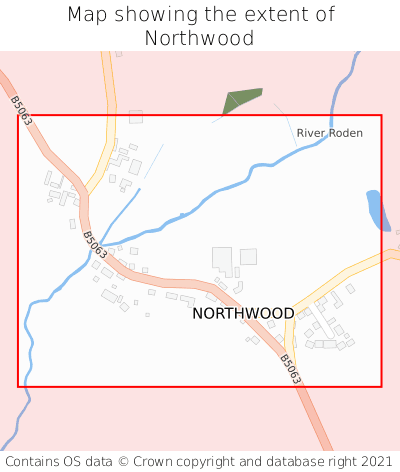 Map showing extent of Northwood as bounding box