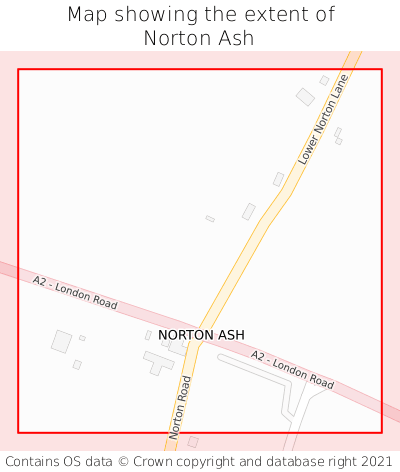 Map showing extent of Norton Ash as bounding box