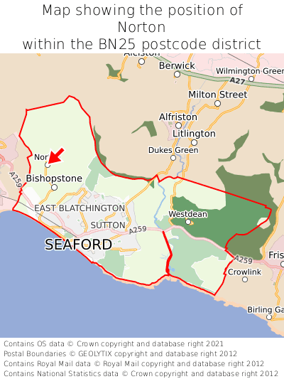 Map showing location of Norton within BN25