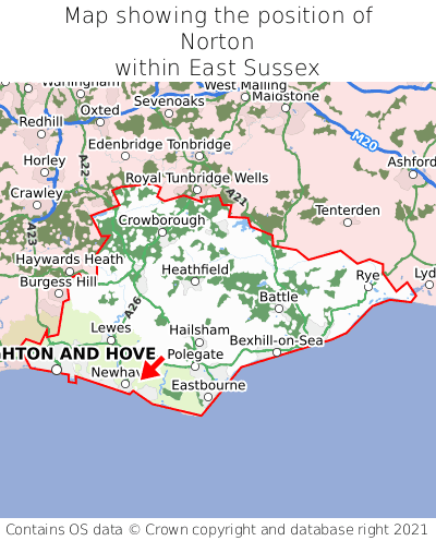 Map showing location of Norton within East Sussex