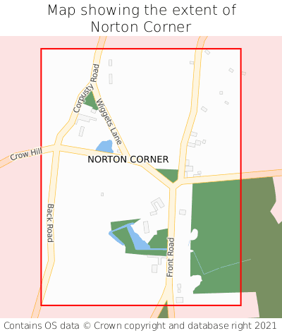 Map showing extent of Norton Corner as bounding box