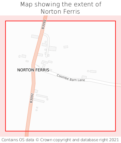 Map showing extent of Norton Ferris as bounding box