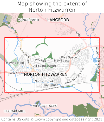 Map showing extent of Norton Fitzwarren as bounding box