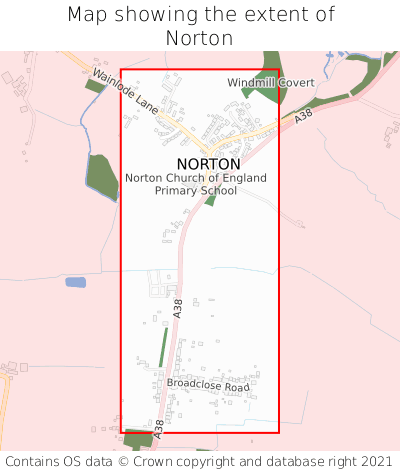 Map showing extent of Norton as bounding box