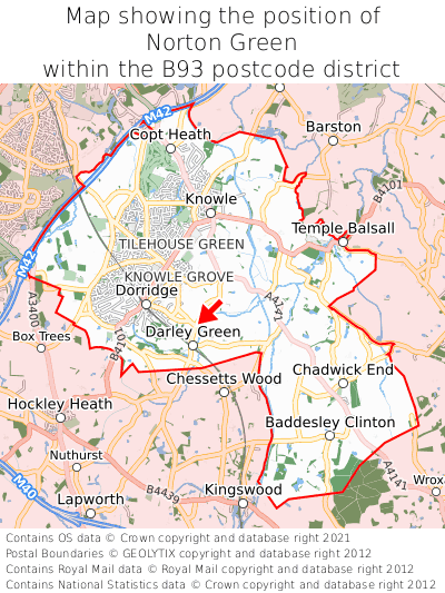 Map showing location of Norton Green within B93
