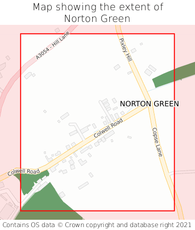 Map showing extent of Norton Green as bounding box
