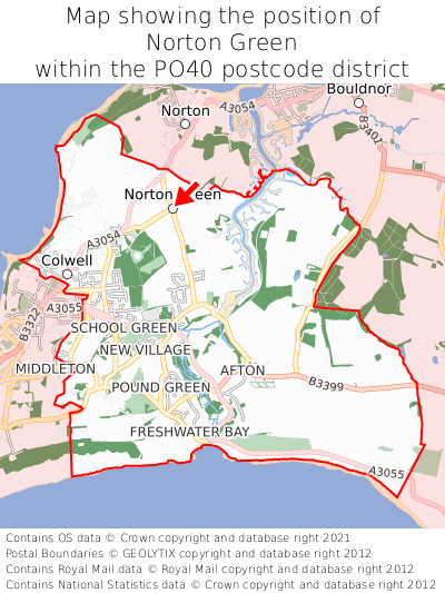 Map showing location of Norton Green within PO40