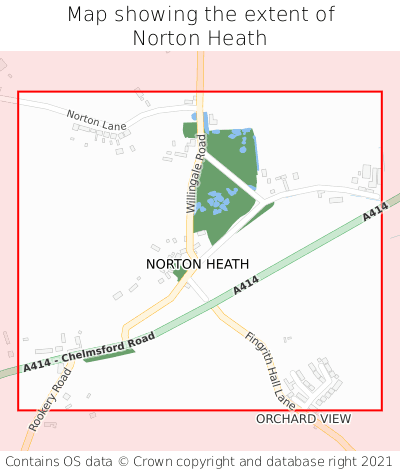 Map showing extent of Norton Heath as bounding box