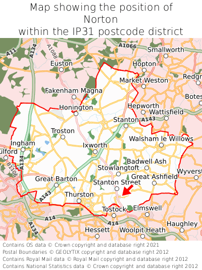 Map showing location of Norton within IP31