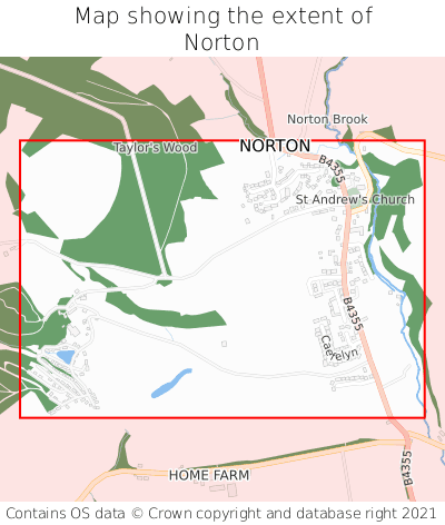 Map showing extent of Norton as bounding box