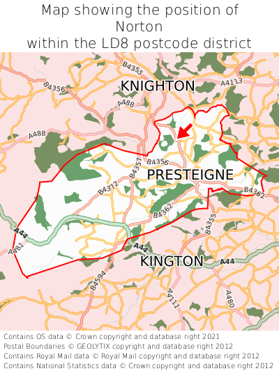 Map showing location of Norton within LD8