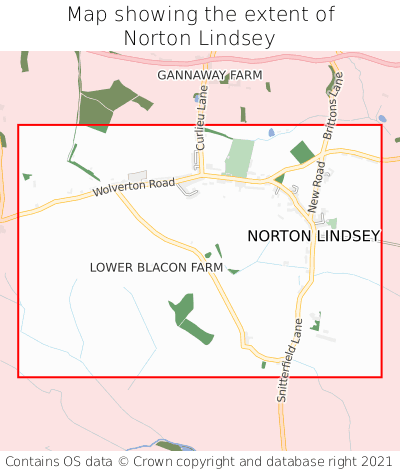 Map showing extent of Norton Lindsey as bounding box
