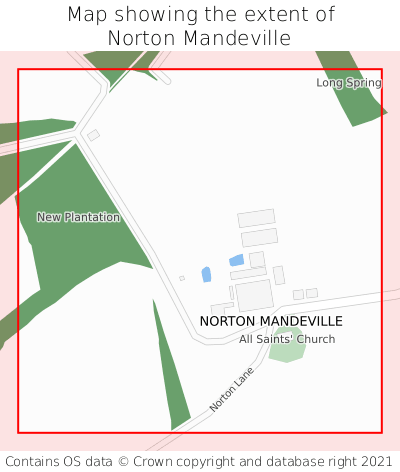 Map showing extent of Norton Mandeville as bounding box