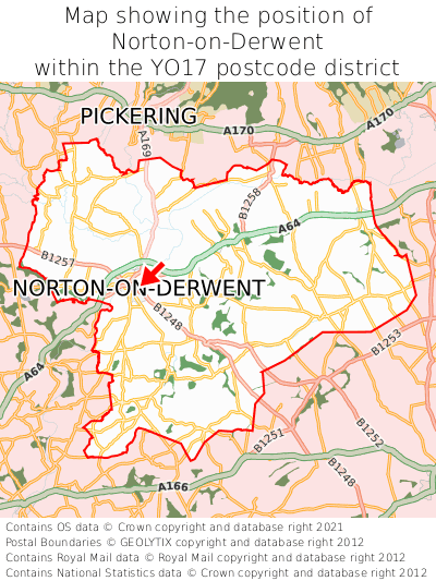 Map showing location of Norton-on-Derwent within YO17