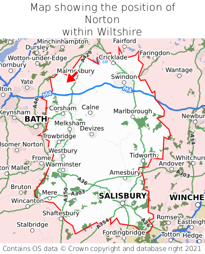 Map showing location of Norton within Wiltshire