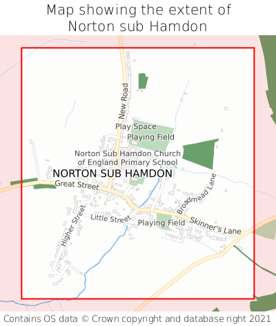 Map showing extent of Norton sub Hamdon as bounding box