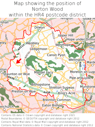 Map showing location of Norton Wood within HR4