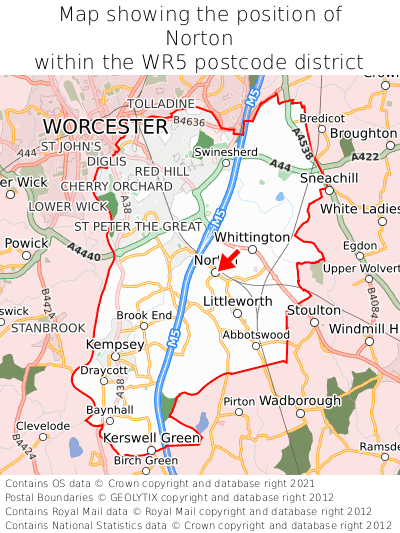 Map showing location of Norton within WR5