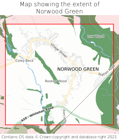 Map showing extent of Norwood Green as bounding box