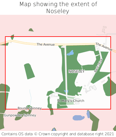 Map showing extent of Noseley as bounding box