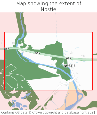 Map showing extent of Nostie as bounding box