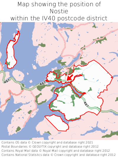 Map showing location of Nostie within IV40