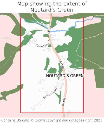 Map showing extent of Noutard's Green as bounding box