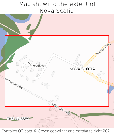 Map showing extent of Nova Scotia as bounding box