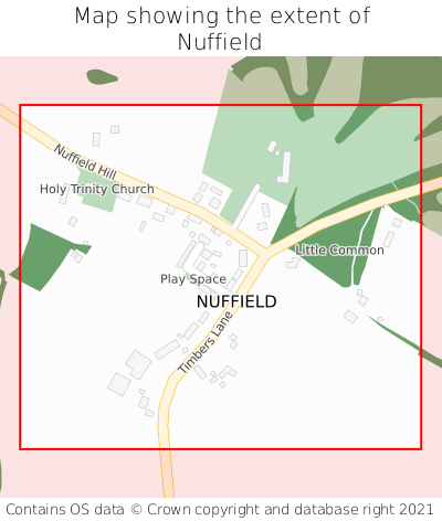 Map showing extent of Nuffield as bounding box