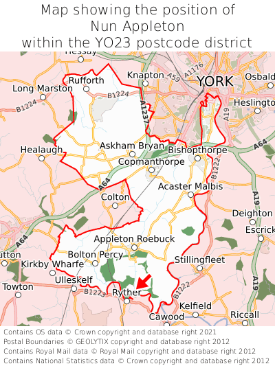 Map showing location of Nun Appleton within YO23