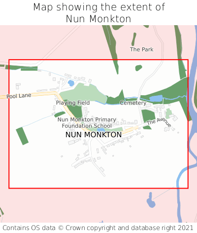 Map showing extent of Nun Monkton as bounding box
