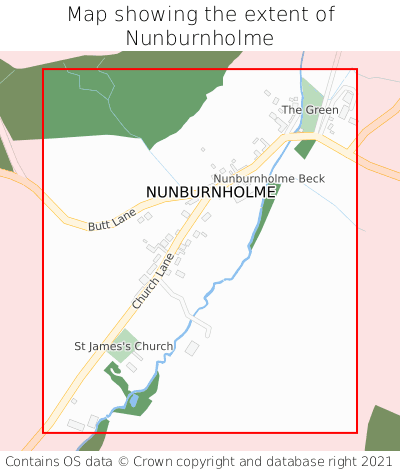Map showing extent of Nunburnholme as bounding box