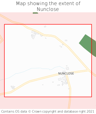 Map showing extent of Nunclose as bounding box