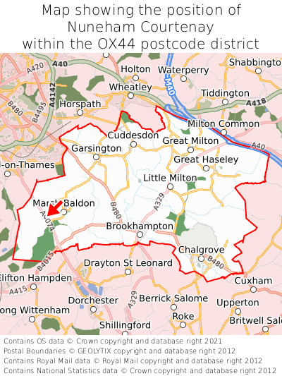 Map showing location of Nuneham Courtenay within OX44