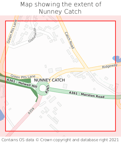 Map showing extent of Nunney Catch as bounding box