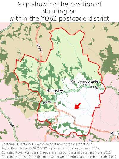 Map showing location of Nunnington within YO62