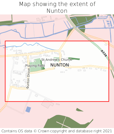 Map showing extent of Nunton as bounding box