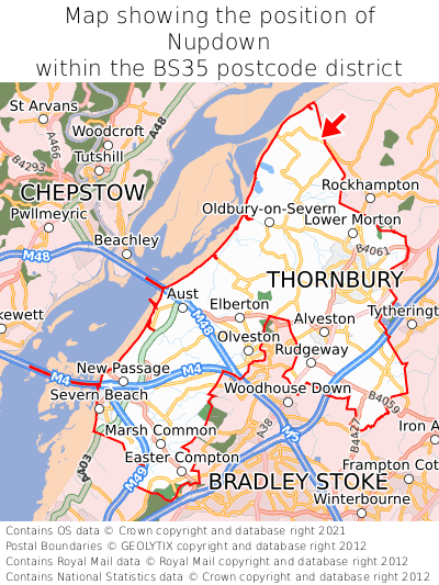 Map showing location of Nupdown within BS35