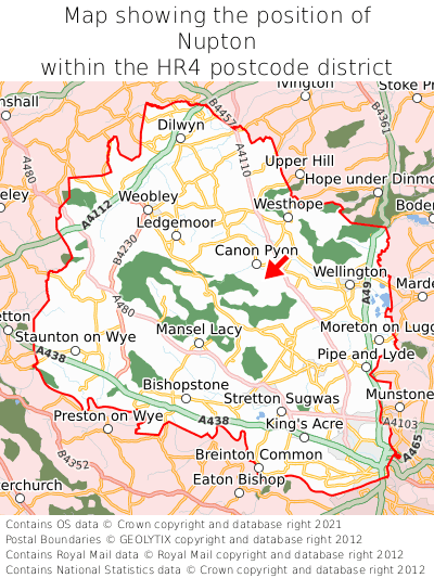 Map showing location of Nupton within HR4