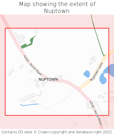Map showing extent of Nuptown as bounding box