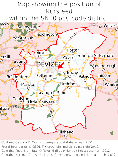 Map showing location of Nursteed within SN10