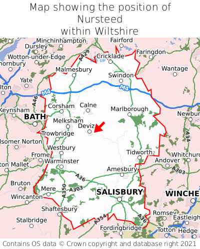 Map showing location of Nursteed within Wiltshire